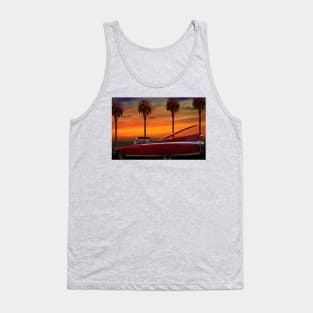 RED CADILLAC CONVERTABLE AND PALM TREES Tank Top